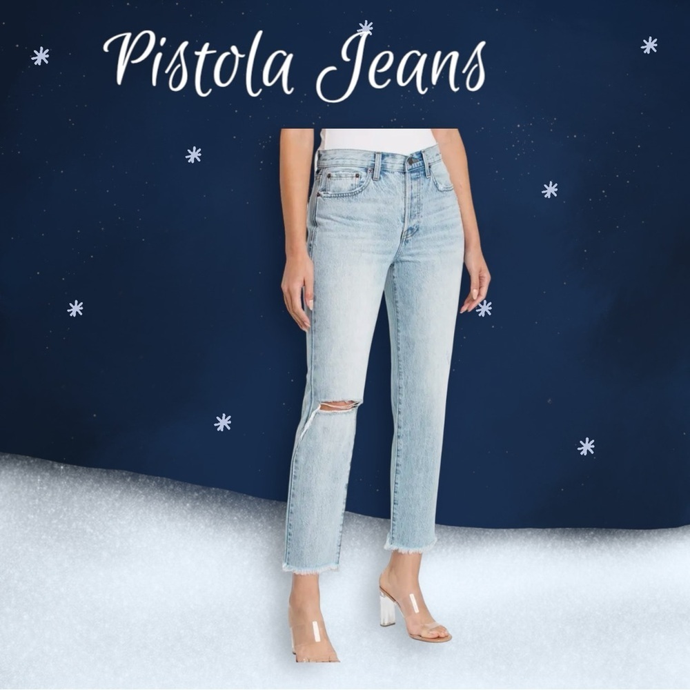 Pistola Charlie Distressed Women’s Jeans 24 Frayed  Ankle Denim Pants EUC